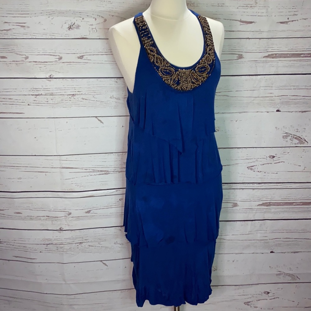 APT 9- flattering blue beaded layered sundress